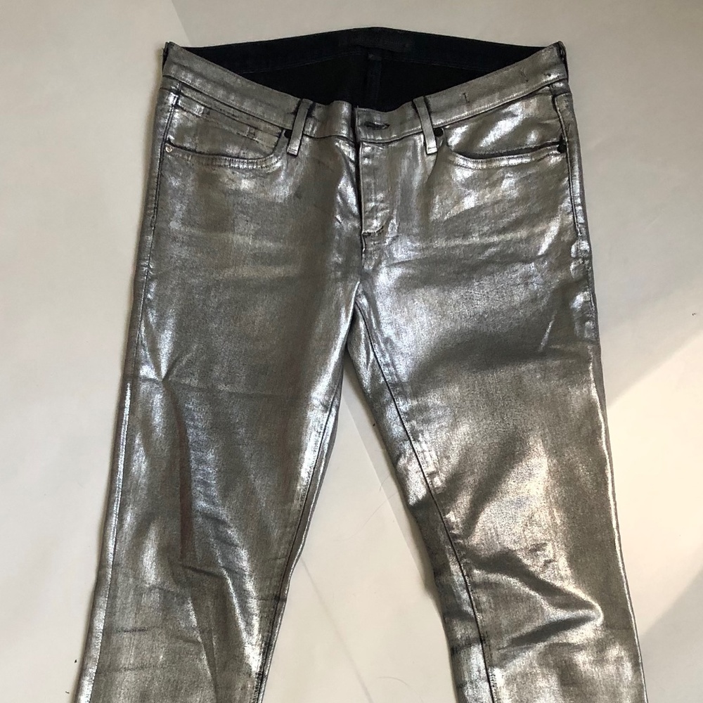 Juicy Jean Couture Silver Skinny Metallic Denim Jeans size 27
